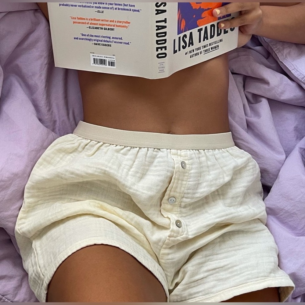 DONNI. Bubble Gauze Boxer Short . Cream NWT Size M